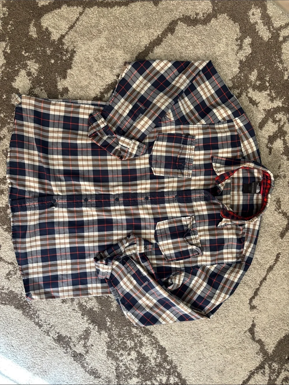 The North Face Navy, Cream & Red Plaid Button-Down Shirt